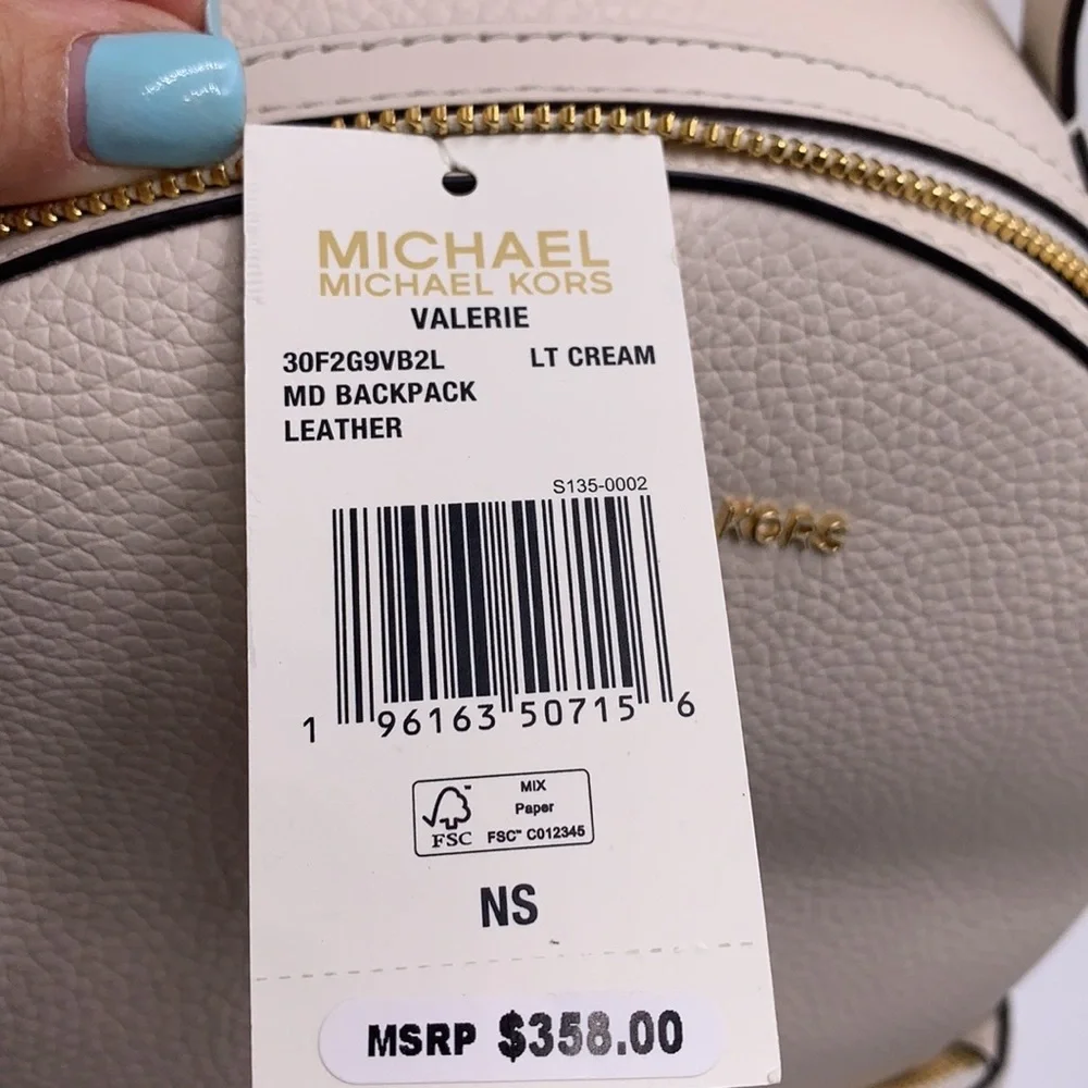 MICHAEL KORS VALERIE MEDIUM PEBBLED LEATHER BACKPACK LIGHT CREAM COLOR